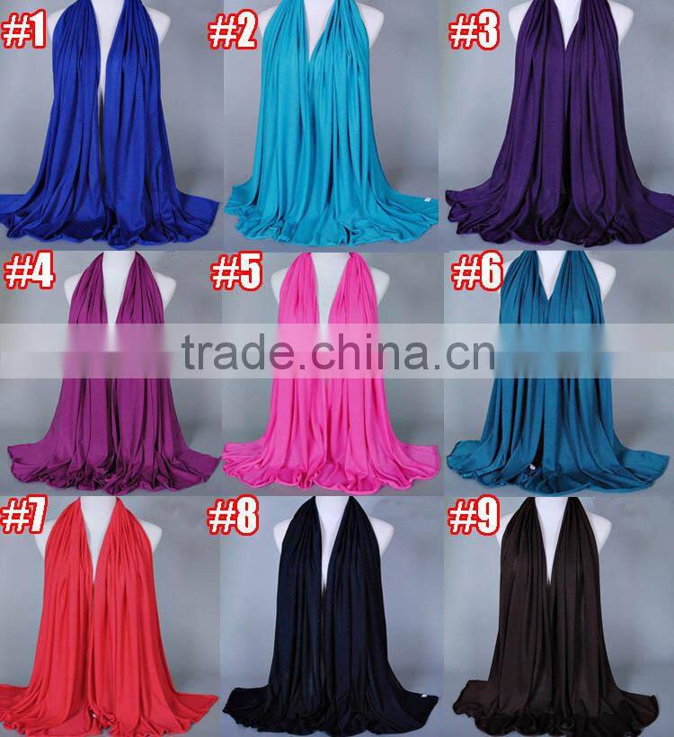Wholesale Fashion Solid Color Plain Elastic Cotton Muslim Jersey Hijab