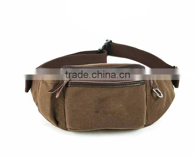 2015 new style retro camel canvas waist bag for man