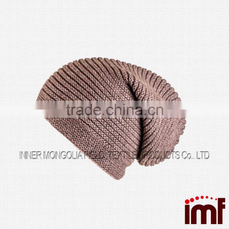 Midnight Navy Blue Chunky Rib Knit Cashmere Slouch Beanie