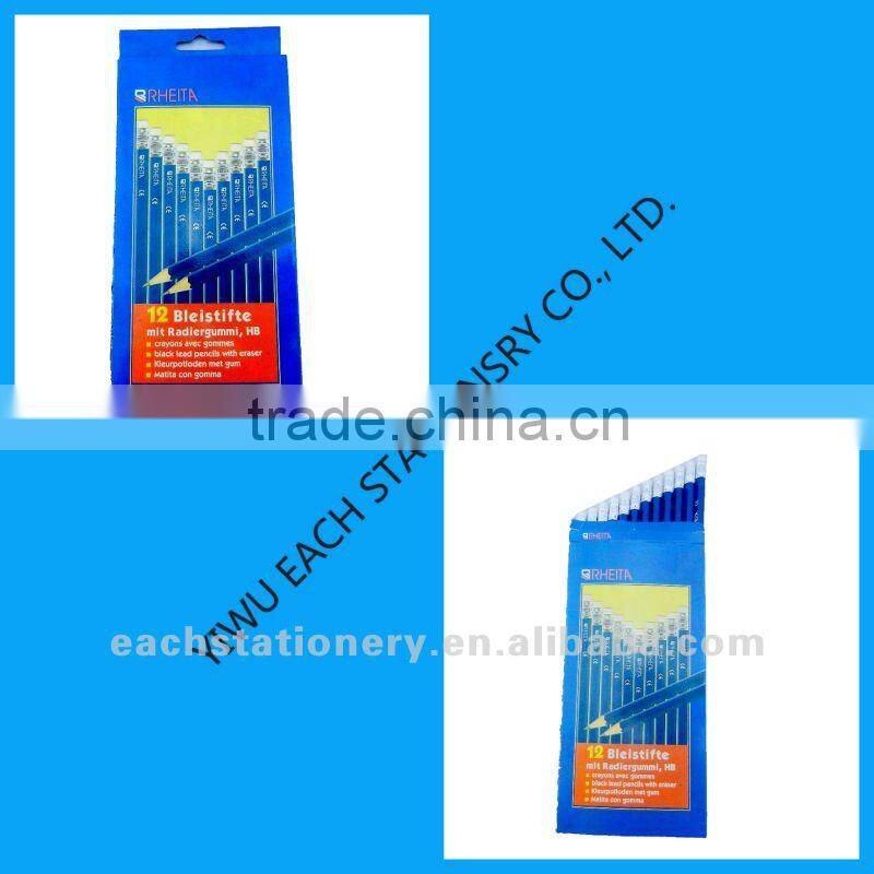 12pcs 7inch HB pencil with eraser top set