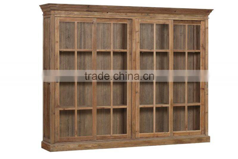 Reclaimed solid wood accent chest with drawers doors, living room accent storage cabinet