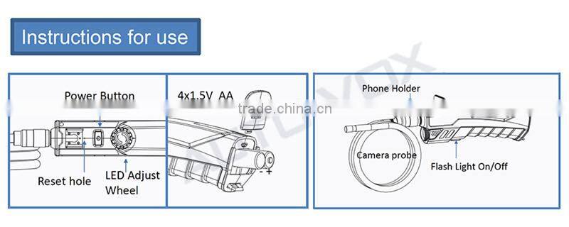 2.4Ghz Wifi Endoscope Borescope 8.5mm Inspection Camera HD 720P Snake Tube