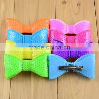 New style baby large sequin Bow hair clips boutique sequin Bow With Clip for hair accessory CB-3382