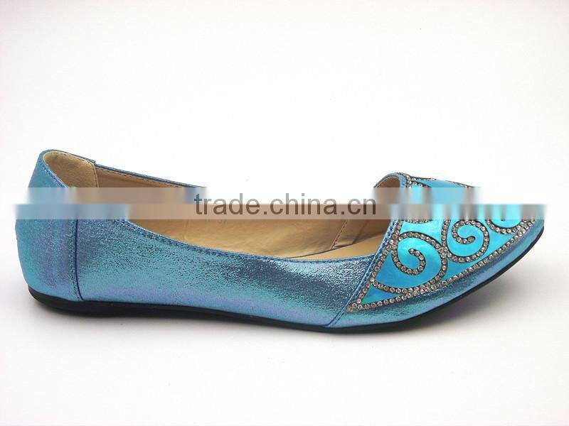 new fashion shining flower with diamond lady flat shoe dress shoes in stock