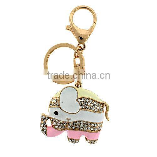 keyring with star pendant accented faux leopard fur and clear crystals keychain