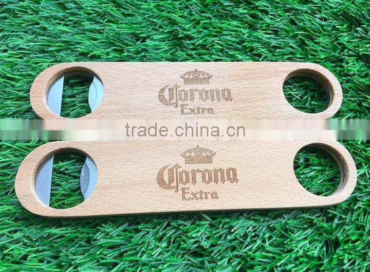 2016 new double face wooden beer bottle opener with customized stigma logos