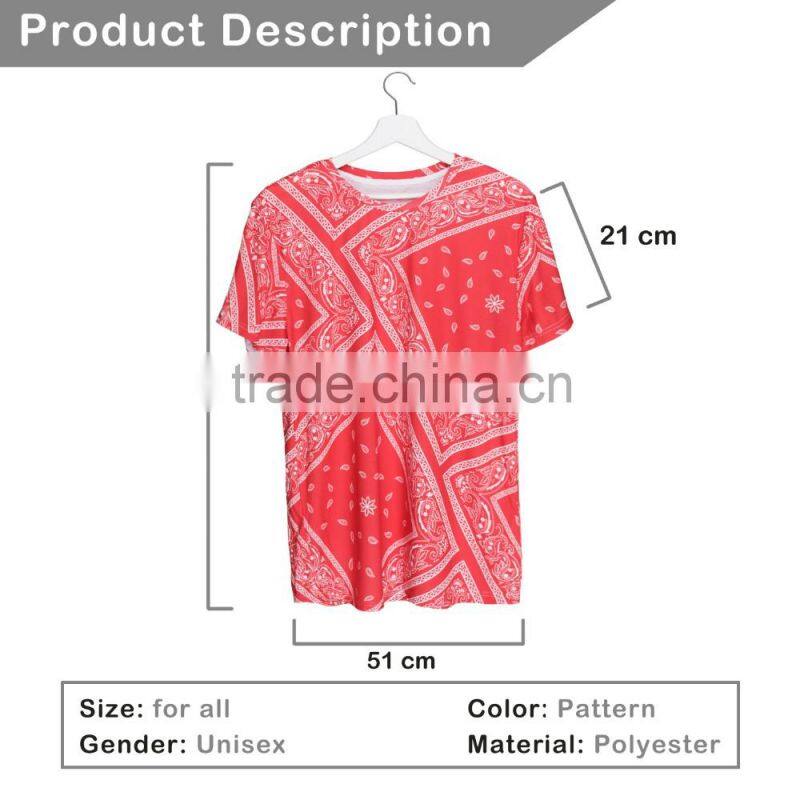 OEM Brand New 3D Print Bandana Red Latest Women Sublimation Printing T-shirt