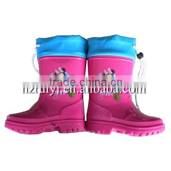 cheap kids fashionable girls plastic construction pvc rain boots