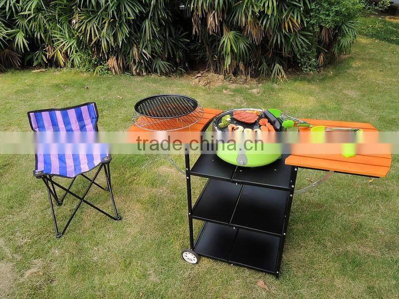 Outdoor foldable camping trolley for bbq