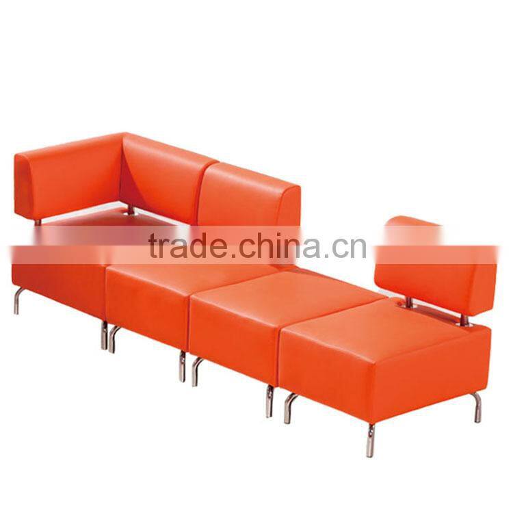China office product orange leather sectional sofa