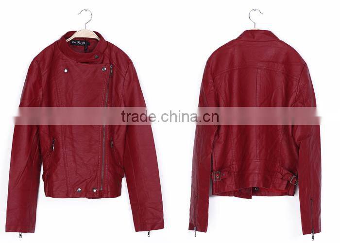 Women's PU Coats Cool Fashion PU Jackets Red Coats 2015