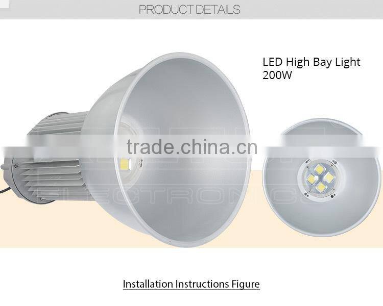 High qulity waterproof industrial lighting led high bay 200w