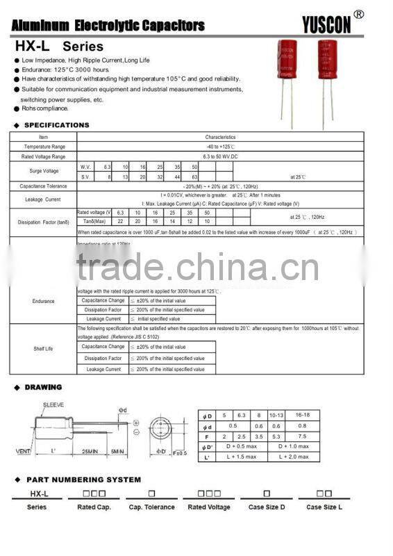 Aluminum Electrolytic Capacitor for special application