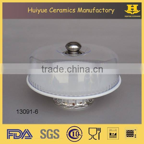 ceramic cake stand, cake plate with dome, wedding cake stand