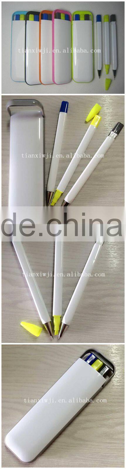 Novelty stationery set for kids with ball pen, pencil, highlighter