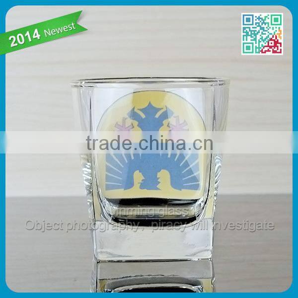 Top quality whiskey glass cup with black eagle decal logo thick bottom tumber whiskey cups