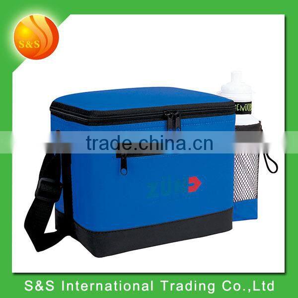 hot sell cheap lunch polyester cooler bag with font zipper pocket