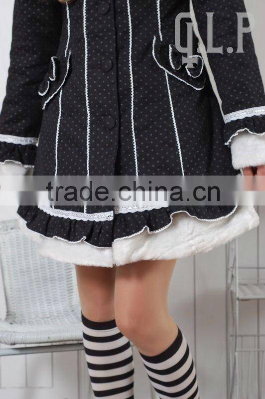 Cotton Black Polka Dot Lace Lolita Blouse 81039