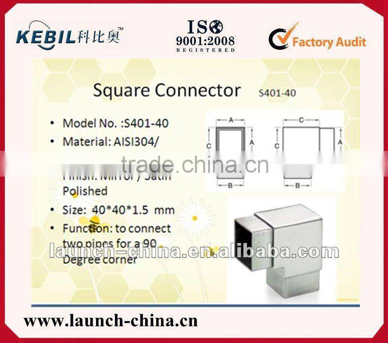 stainless steel 4 way square tube connector 40mm
