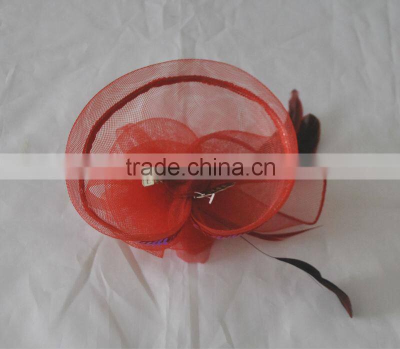 Wedding beauty feather flower decorated netting hair accessories