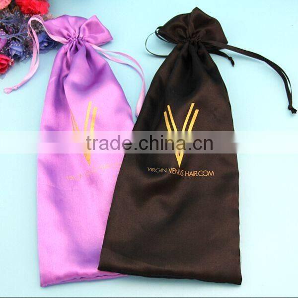 Hot sale custom satin hair extensions packaging bags for wig