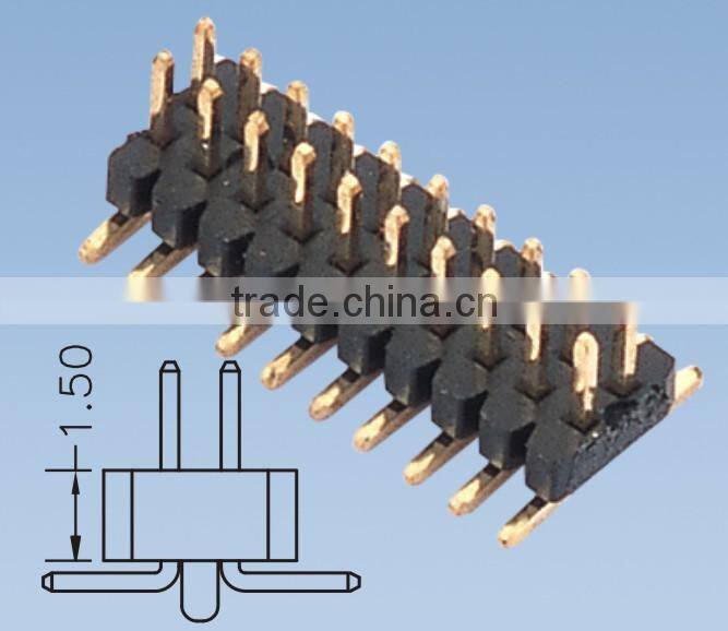 Double Row Double Insulator Straight Type Pin Header 1.0mm H=1.0