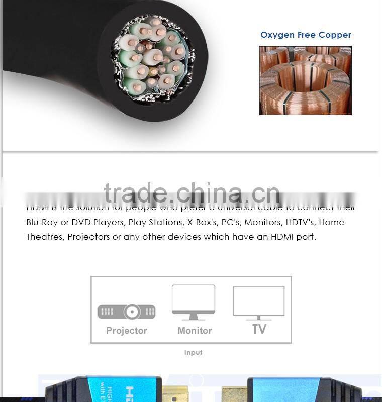 Metallic Shinning HDMI cable A male to A male with Cotton Sleeve for Blue ray DVD