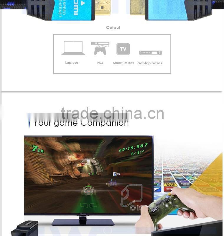 Metallic Shinning HDMI cable A male to A male with Cotton Sleeve for Blue ray DVD