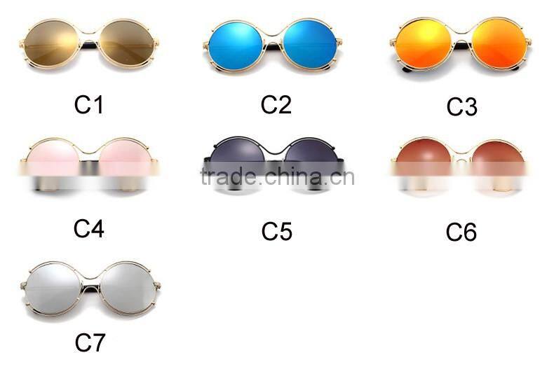 2016 Designer sunglasses Classic Metal Big Frame Round Shades Vintage Ladies Brand Sun glasses CC5011