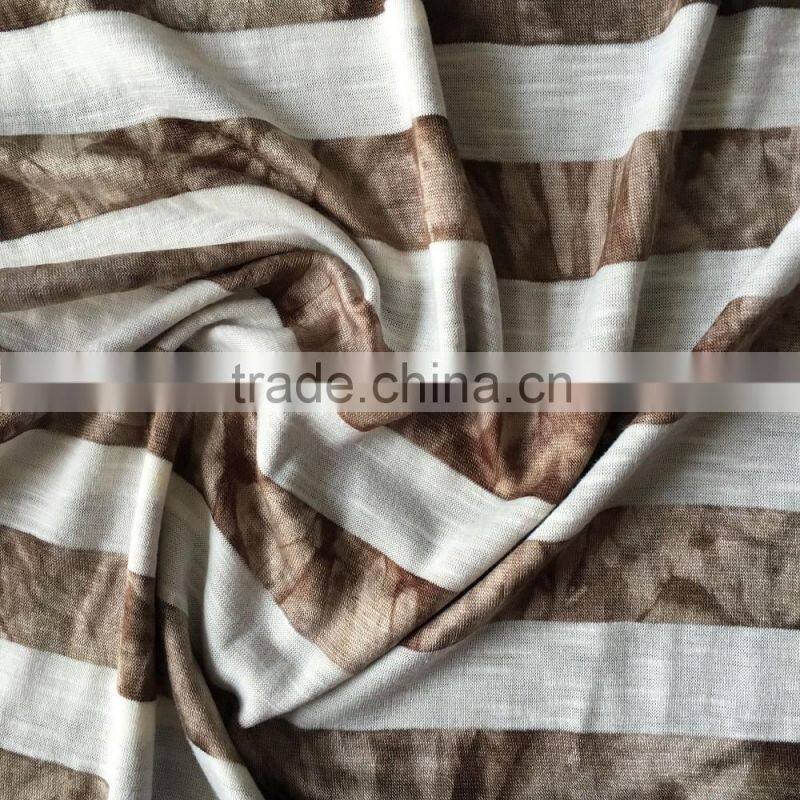 2016 newest polyester rayon yarn dyed striped knit jersey fabric,slub and printed single side fabric from Chinese manufacturer
