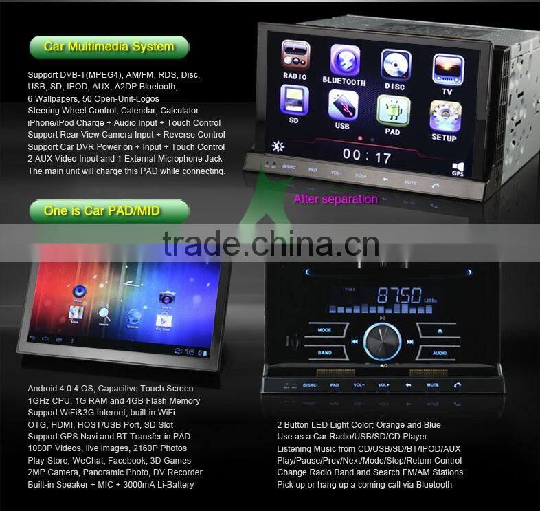7 Inch Car PAD 2 Din Android 4.0 Digital Panel In Dash CAR PC DV Camera With Patents Universal DM7835
