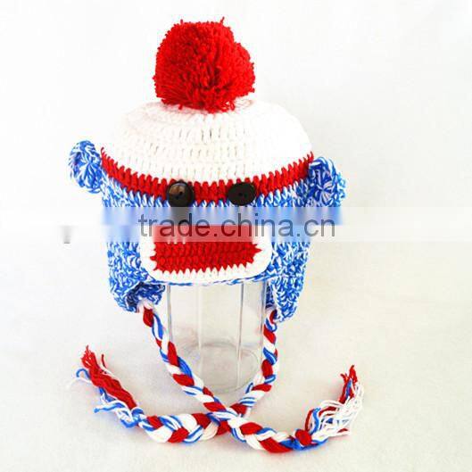 Handmade crochet baby boy beanie hat in animal pattern