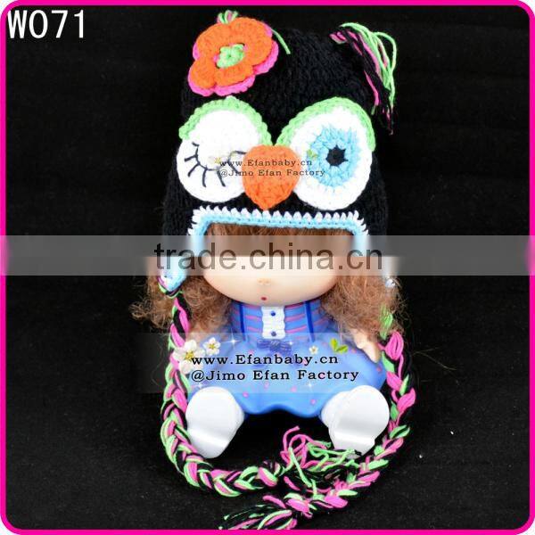 crocheted owl sleeping hat baby photo props newborn baby winter earflap animal hat