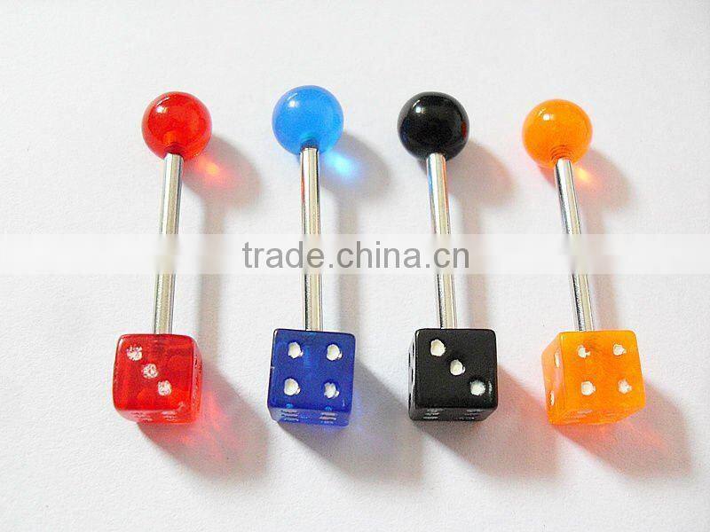 Flexible UV Acrylic Dice Tongue Ring