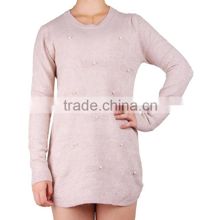2015 new fashion Plain coloured turtleneck sweater with pearl