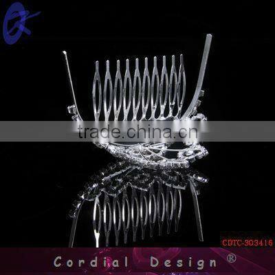 Cheap Wholesale Fashion Tiara Crown Rhinestone Hair Comb Accessory