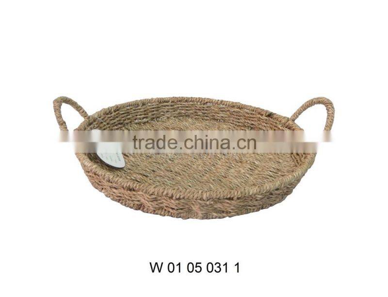 Round Seagrass Tray for Serving Tea
