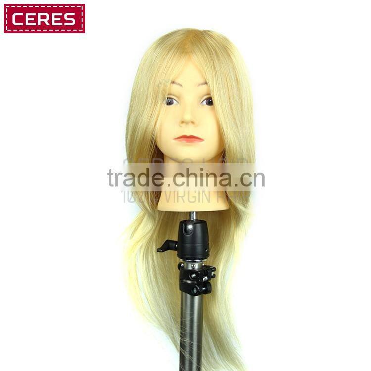 Blonde Long Hair Training Head for Hairdresser 18 inch to 24 inch