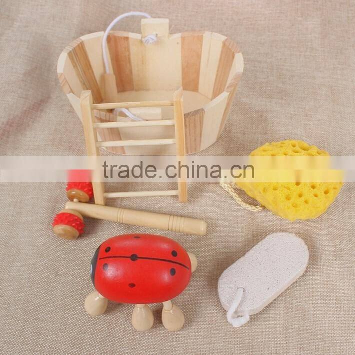 Hot selling natural wooden bath pumice stone and bath brush,bath sponge set