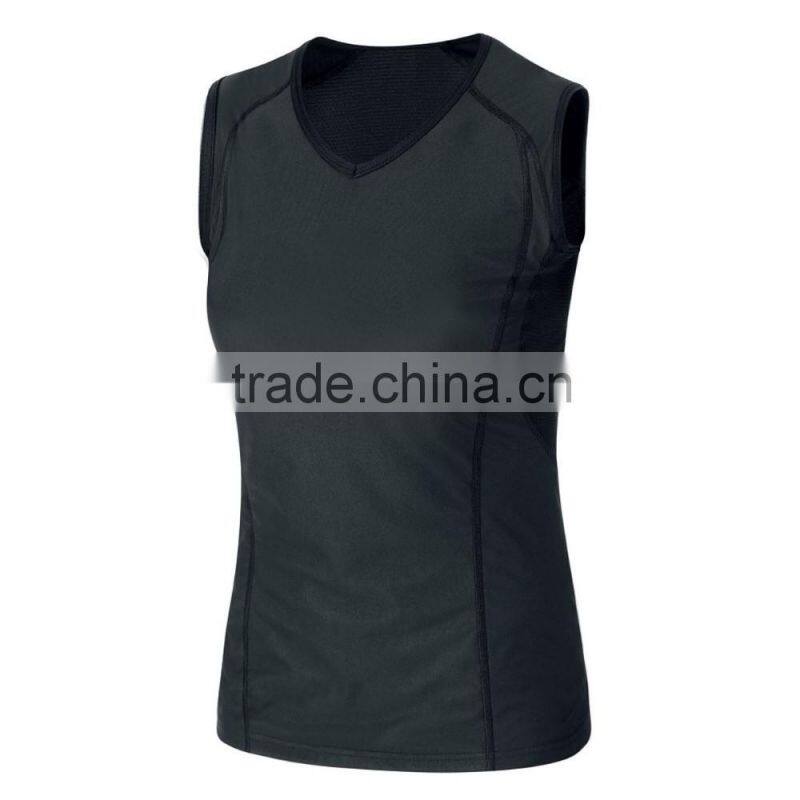 Custom women's sleeveless base layer bike wear flatlock seams running singlet