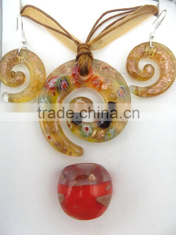 fashion circinate pendant murano glass jewelry set