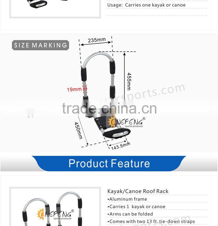 Foldable aluminum kayak rack carrier
