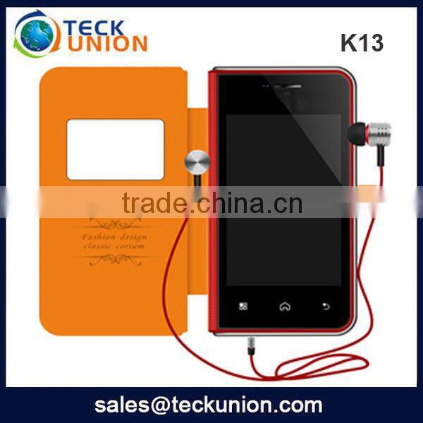 K13 3.5inch Capacitive dual sim super slim mobile phone with price free leather case