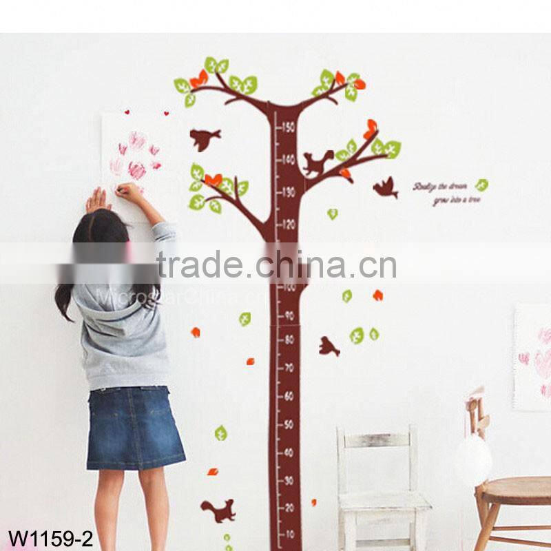 Bird tree house, cute cartoon Kids height measuring Wall Stickers Boy Girl Growth Chart
