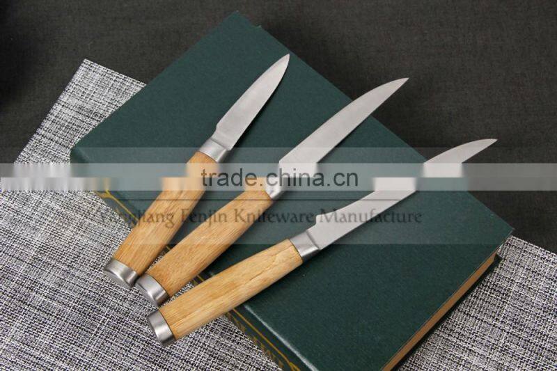5pcs Bamboo Handle Stainless Steel Kitchen Knife