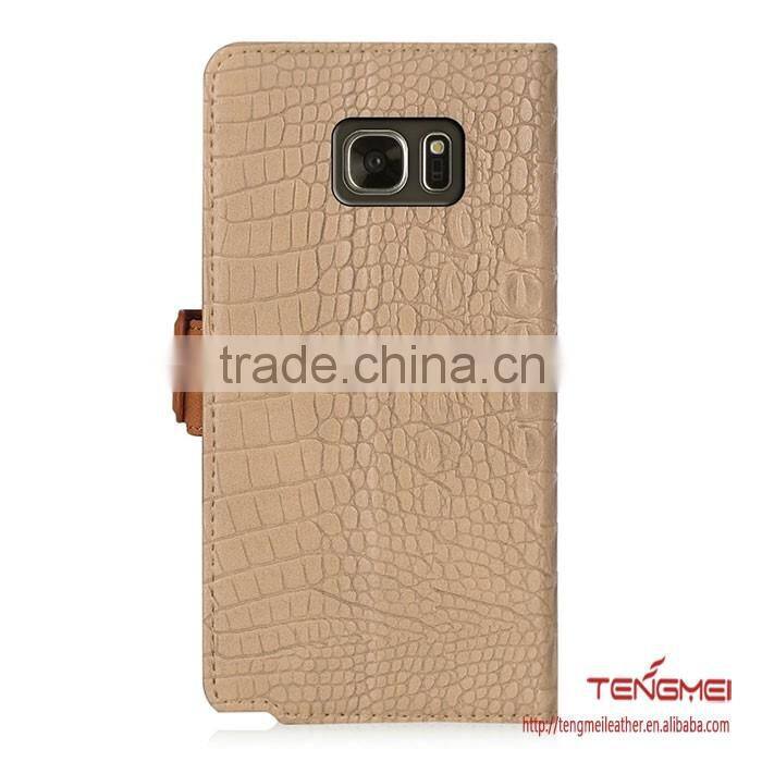 Crocodile pattern leather wallet case with card slots for samsung galaxy note 7 case
