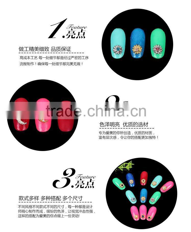 2016 Most Popular Beauty Japan Style Colorful Alloy Charms Gold Jewerly Designs Metal Nail Art Decoration