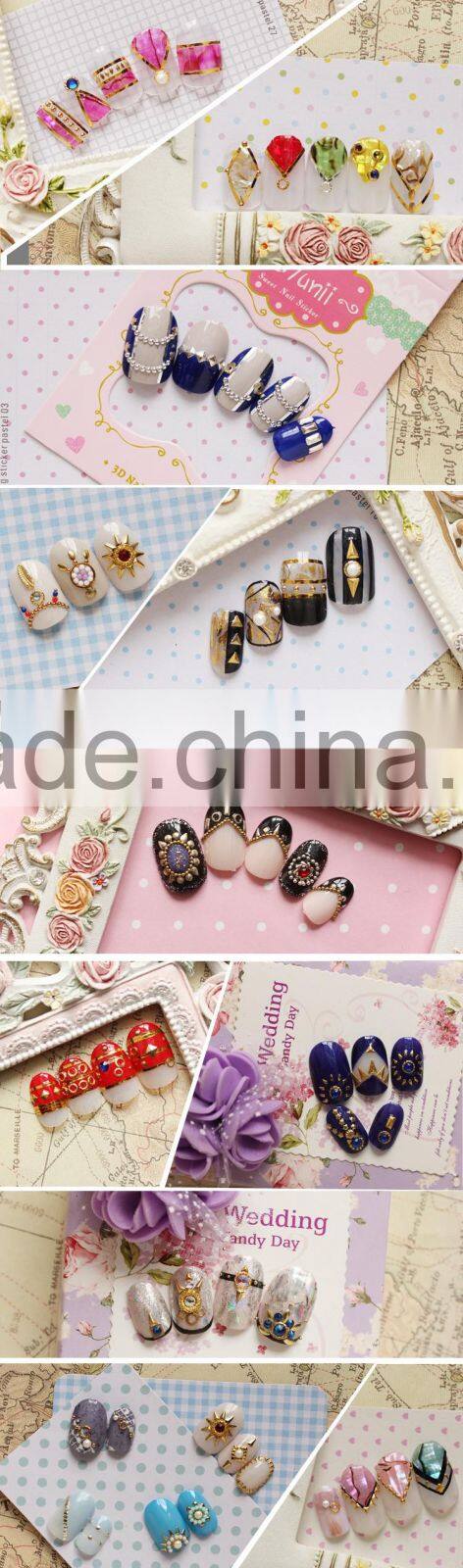 2016 New Arrival Gold and Silver Rivet 3D Nail Stencil Round Neon Metal Stud Nail Rhinestone Gem
