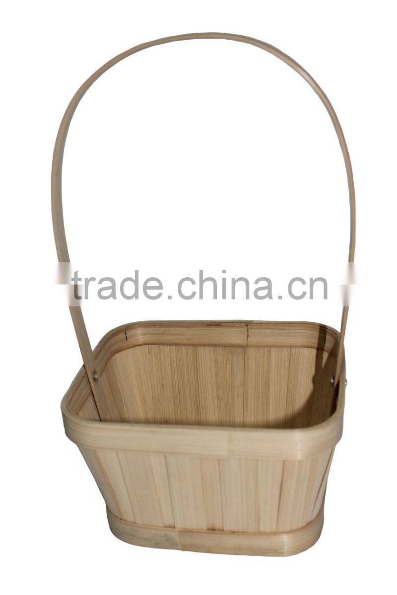 handmade high quality bamboo basket with handle for wholesale