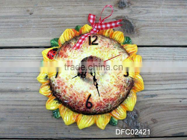 Cute ceramic emboss clock decorative hang wall clock